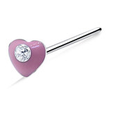 Pink Heart Straight Nose Stud NSKA-784 